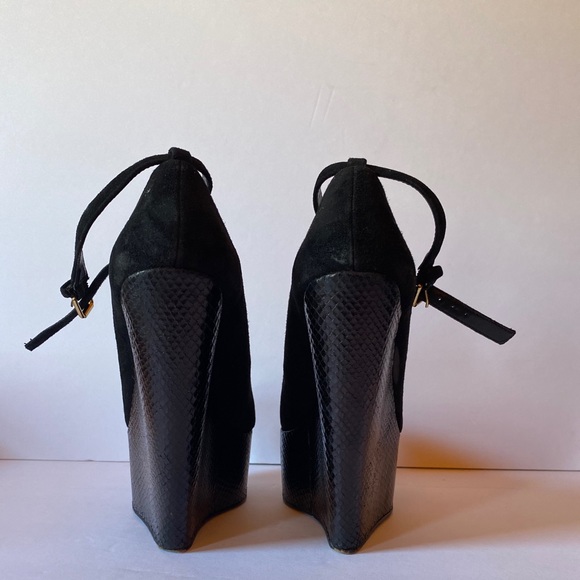 Black Suede Mary Jane Wedge  heels by Wild Pair - Picture 6 of 6